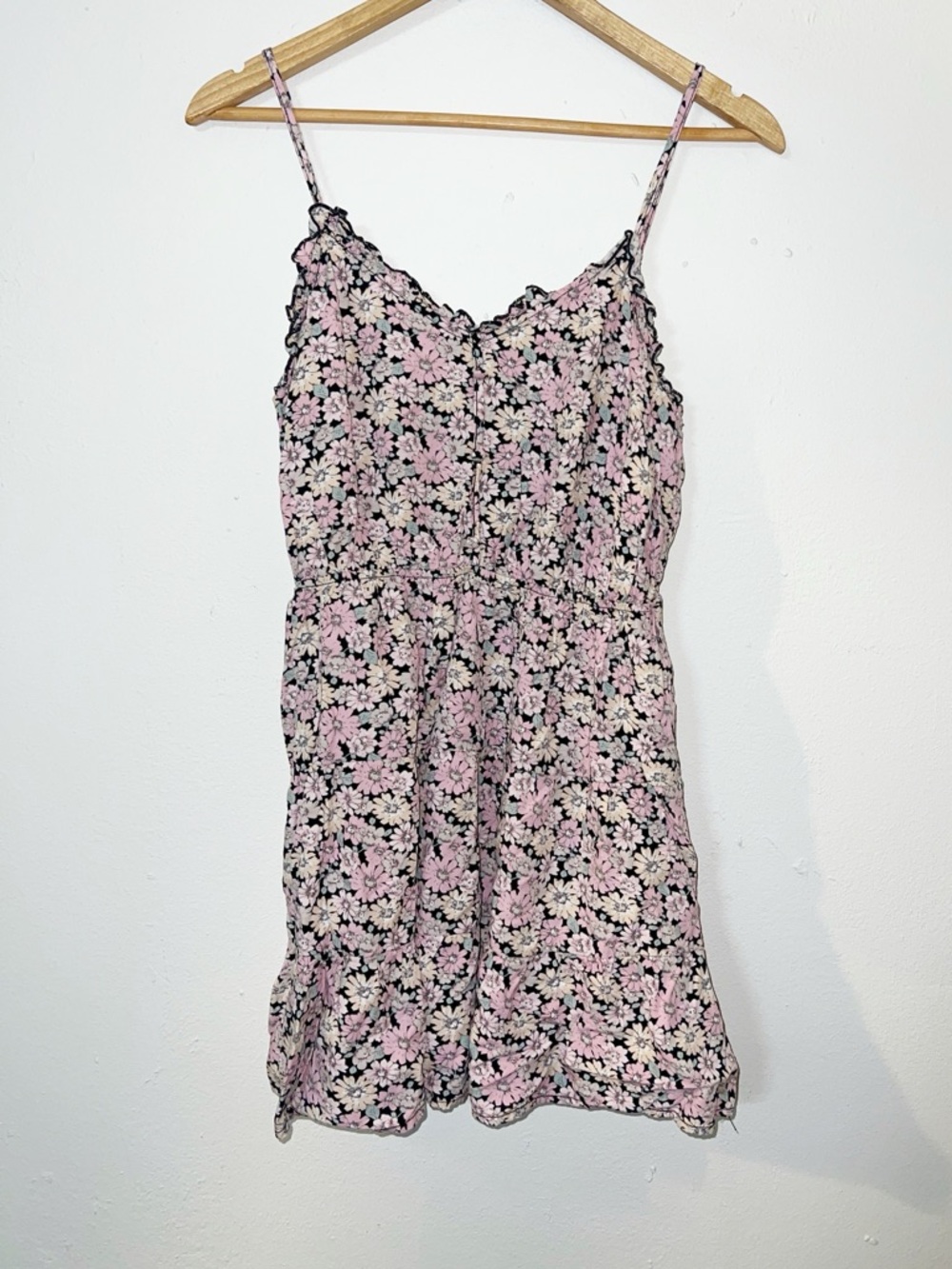 Mimi Chica Floral Pink & Black Spaghetti Strap Mini Summer Tank Dress